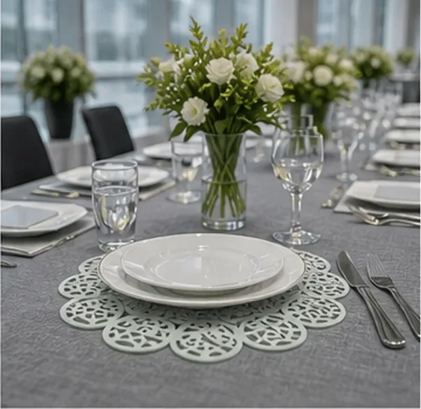 Placemat paaseieren, groen in gebruik, bedrijfsevenement