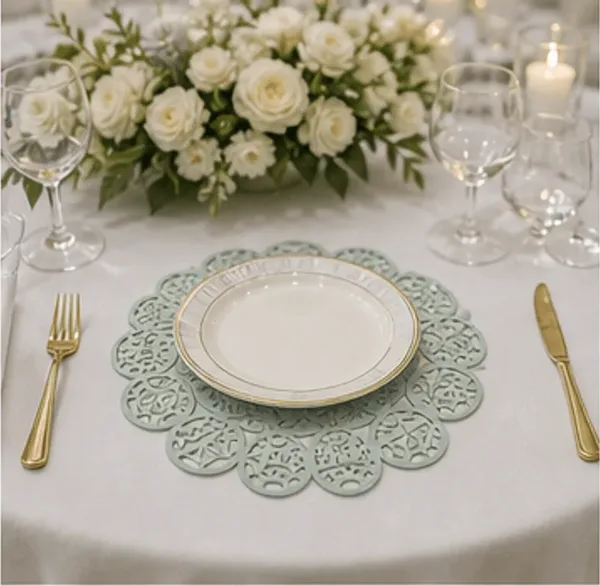 Placemat paaseieren, groen in gebruik, bruiloft