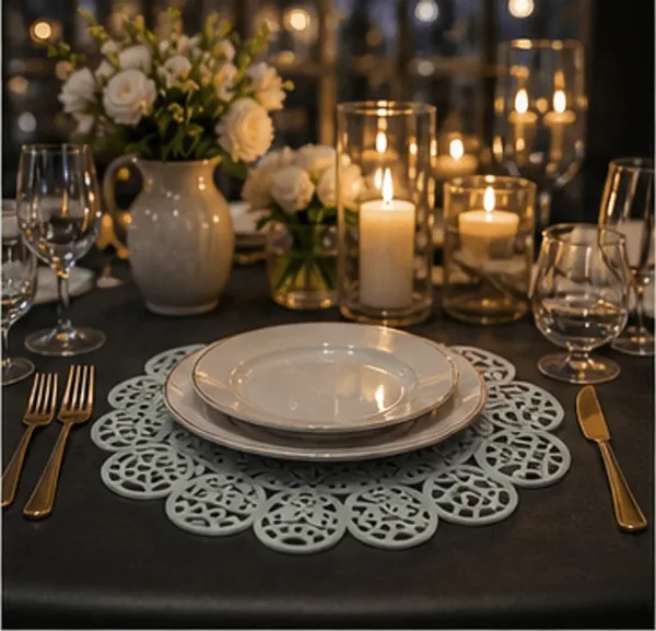 Placemat paaseieren, groen in gebruik, diner