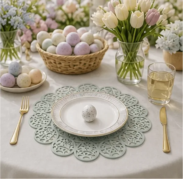 Placemat paaseieren, groen in gebruik, feest