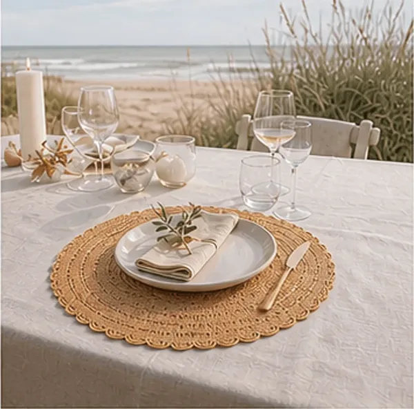 Placemat, zandbruin in gebruik, bruiloft