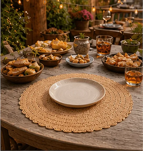 Placemat, zandbruin in gebruik, feest