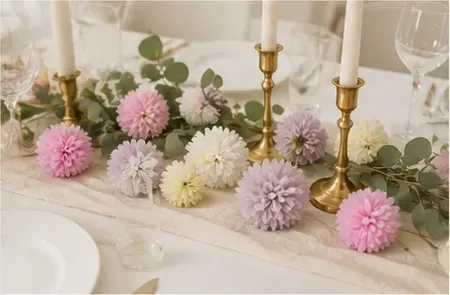 Pompoenbloemen (set van 16) in gebruik, bruiloft