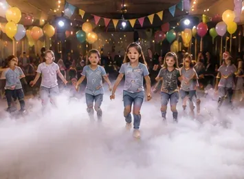 Rookmachine BeamZ S1200 MKII in gebruik, kinderfeest