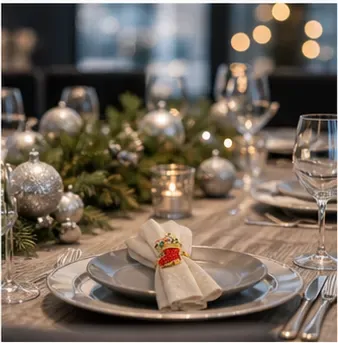 Servetring kerst (4 figuren) in gebruik, bedrijfsevenement