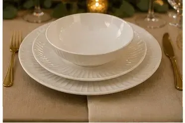 Azur crème (3-delig) in gebruik, diner