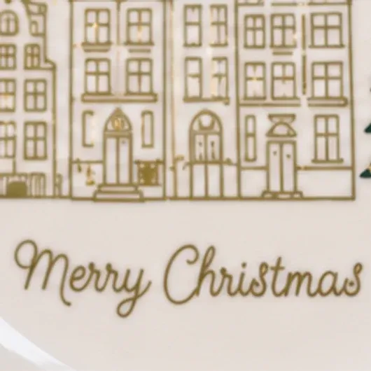 Servies Village goud (2 maten), de kerstgroet