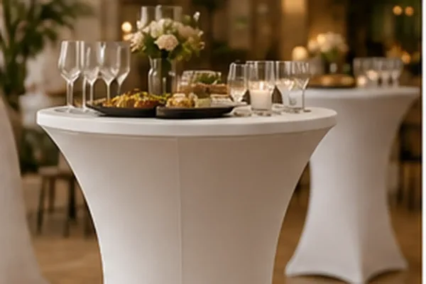 Statafel rond in gebruik, buffet