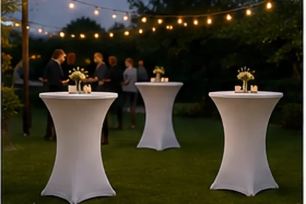 Statafel rond in gebruik, buitenfeest