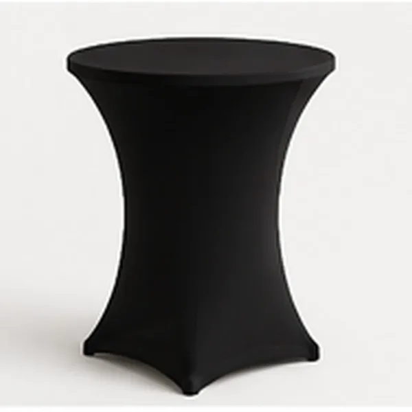 Statafel rond met zwarte stretch tafelrok