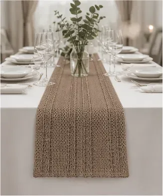 Tafelloper Boho, bruin in gebruik, bedrijfsevenement