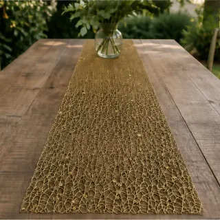 Tafelloper, goudkleurig met pailletten