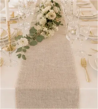 Tafelloper jute, naturel in gebruik, bruiloft