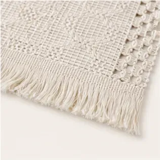 Tafelloper Boho, crème, de franjes