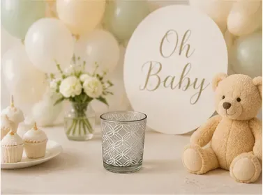 Theelichthouder, geometrisch in gebruik, babyshower