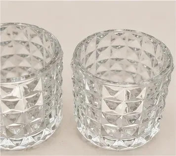 Theelichthouders, geslepen glas (set van 2), bovenkant