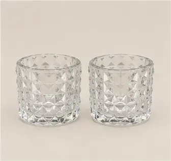 Theelichthouders, geslepen glas (set van 2), objectfoto