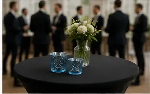 Theelichthouders, mercury blauw (set van 2) in gebruik, bedrijfsevent