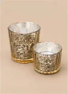 Theelichthouders, mercury goud (set van 2), objectfoto