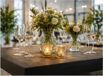 Theelichthouders, mercury goud (set van 2) in gebruik, bedrijfsevent