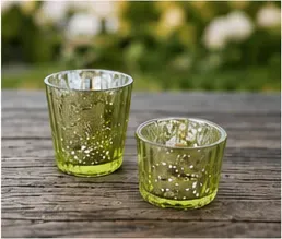Theelichthouders, mercury groen (set van 2)