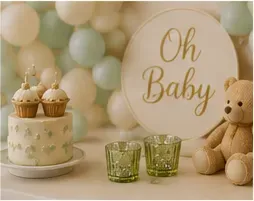 Theelichthouders, mercury groen (set van 2) in gebruik, babyshower