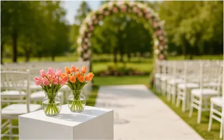 Tulpenboeket (bosje van 5) in gebruik, bruiloft