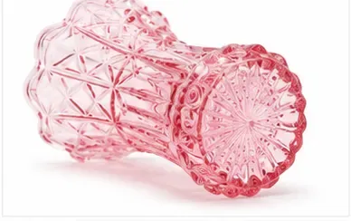 Glazen vaas, roze, onderkant