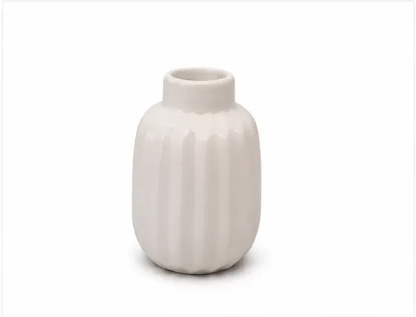 Wit vaasje, smalle hals, objectfoto