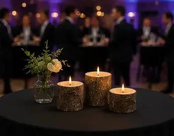 Waxinelichthouders, boomstam (set van 3) in gebruik, bedrijfsevent