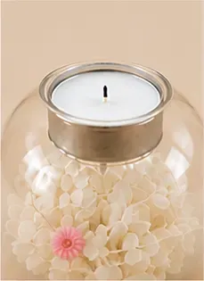 Windlicht met droogbloemen, bol, kaarshouder