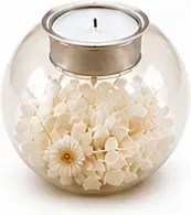 Windlicht met droogbloemen, bol met los