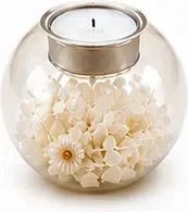 Windlicht met droogbloemen, bol met als set