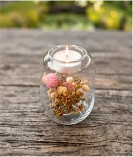 Windlicht met droogbloemen, hoog