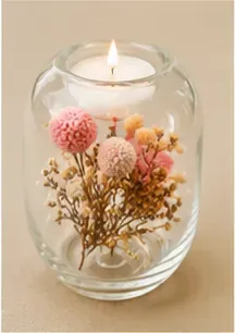 Windlicht met droogbloemen, hoog, objectfoto