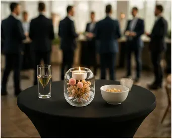 Windlicht met droogbloemen, hoog in gebruik, bedrijfsevent