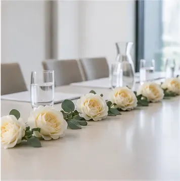 Witte roosjes (set van 5) in gebruik, bedrijfsevenement